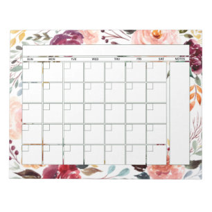 Bloc-note Calendrier du planificateur mensuel de marsala Pea