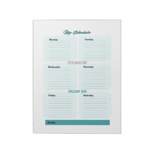 Bloc-note Calendrier du planificateur Turquoise bleu hebdoma