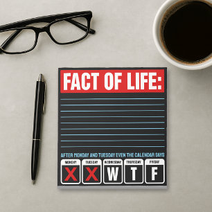Bloc-note Calendrier Fact of Life dit WTF Humour