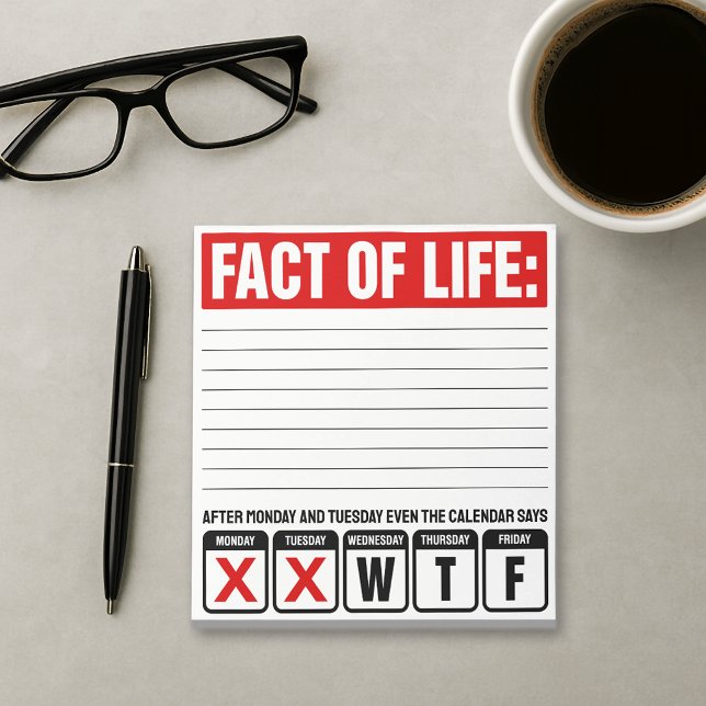 Bloc-note Calendrier Fact of Life dit WTF Humour (Créateur téléchargé)