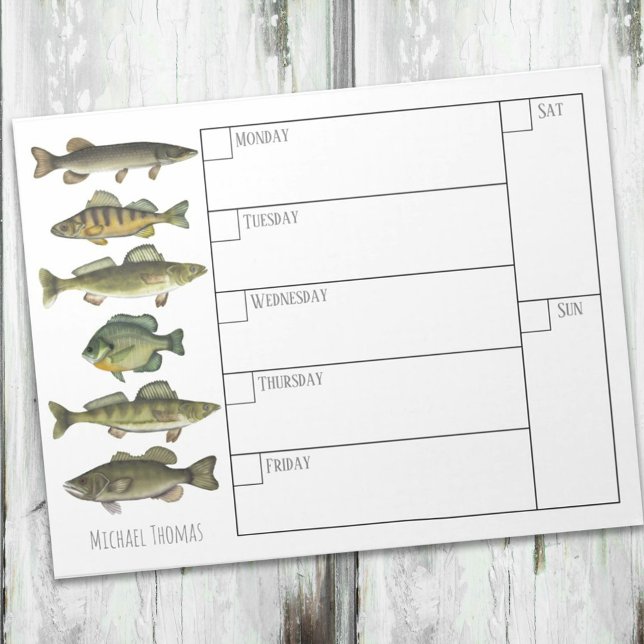 Bloc-note Calendrier hebdomadaire de poisson simple moderne (Créateur téléchargé)