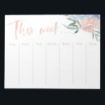 Bloc-note Calendrier hebdomadaire fleurs aquarelles<br><div class="desc">Avec du texte dans un script d'aquarelle de brosse et des flûtes d'aquarelle,  ce calendrier hebdomadaire de déchirure de papier a des taches blanches pour toutes vos tâches et vos rappels</div>