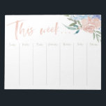 Bloc-note Calendrier hebdomadaire fleurs aquarelles<br><div class="desc">Avec du texte dans un script d'aquarelle de brosse et des flûtes d'aquarelle,  ce calendrier hebdomadaire de déchirure de papier a des taches blanches pour toutes vos tâches et vos rappels</div>