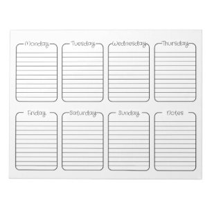 Bloc-note Calendrier hebdomadaire simple du planificateur bl