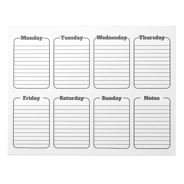 Bloc-note Calendrier hebdomadaire simple du planificateur bl (Devant)
