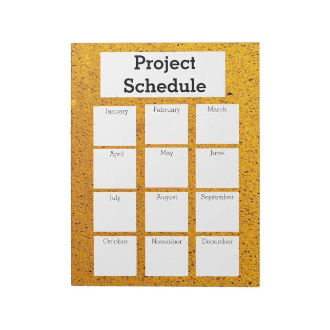 Bloc-note Calendrier mensuel de projet impression orange gro (Tourné)