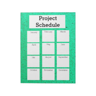 Bloc-note Calendrier mensuel du projet imprimé brut vert