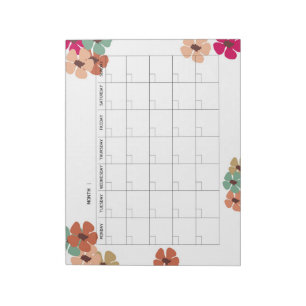 Bloc-note Calendrier mensuel non daté floral