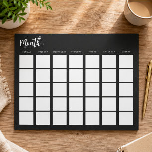 Bloc-note Calendrier mensuel vide