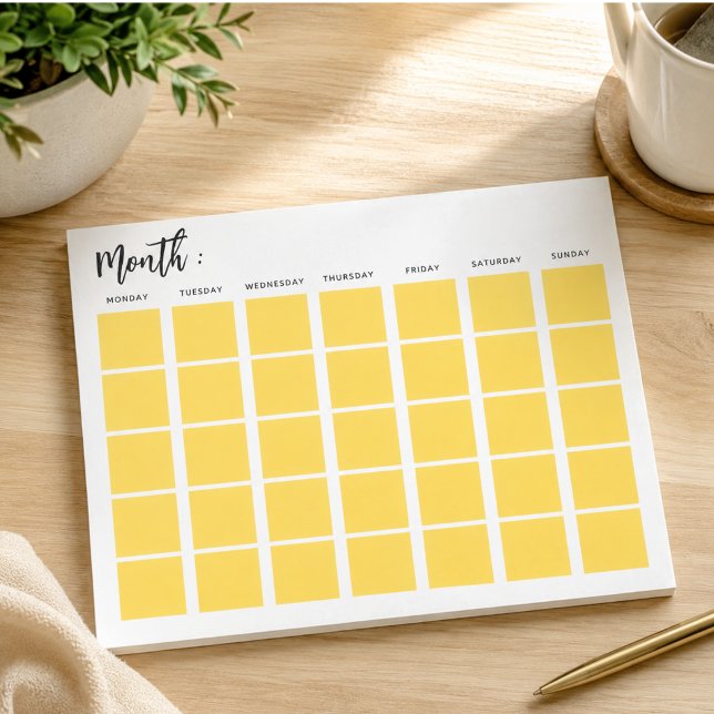 Bloc-note Calendrier mensuel vierge  (Blank monthly calendar notepad)