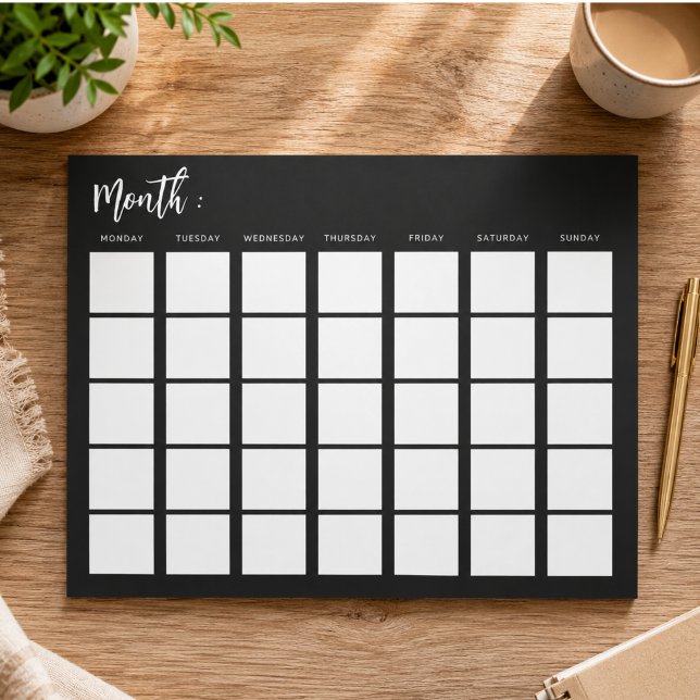 Bloc-note Calendrier mensuel vierge  (Blank monthly calendar notepad)