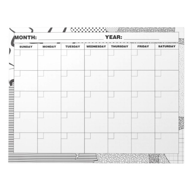 Bloc-note Calendrier noir et blanc motif Galore (Devant)
