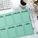 Bloc-note Calendrier personnalisé du planificateur hebdomada<br><div class="desc">Lined,  Customisez avec votre propre couleur arrière - plan,  Cliquez sur "customisez-le" pour changer la couleur sur la droite; utilisez l'outil de coupe-oeil,  "avancé" pour l'ensemble du spectre.</div>