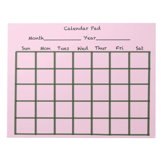 Bloc-note Calendrier rose pâle (Devant)
