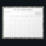Bloc-note Calendrier simple Floral Border Family Planner<br><div class="desc">Bordure florale moderne Planificateur de famille personnalisé et Bloc-notes de calendrier</div>