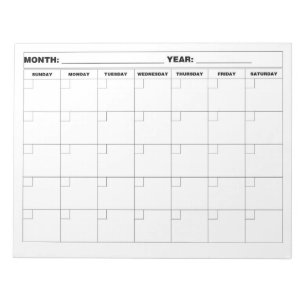Bloc-note Calendrier vide minimal