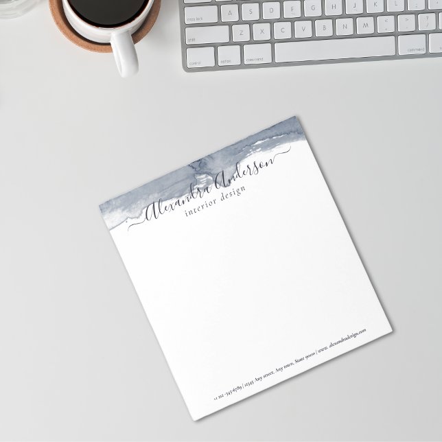 Bloc-note Calligraphie Abstraite de l'aquarelle gris profond (Modern Abstract Deep Gray Watercolor Calligraphy Notepad)