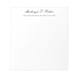 Bloc-note Calligraphie Classique Élégante Noir & Blanc