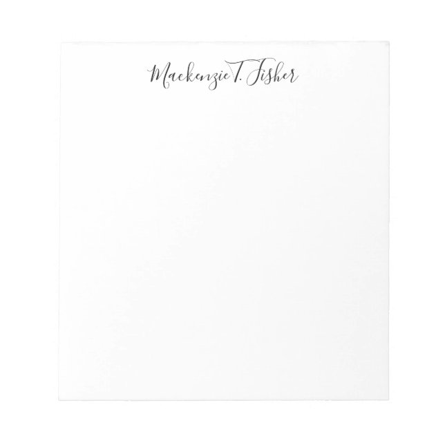 Bloc-note Calligraphie Classique Élégante Noir & Blanc (Devant)