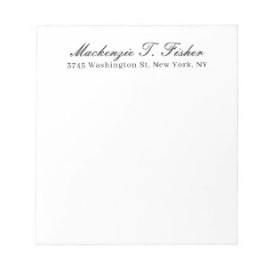 Bloc-note Calligraphie Classique Élégante Noir & Blanc