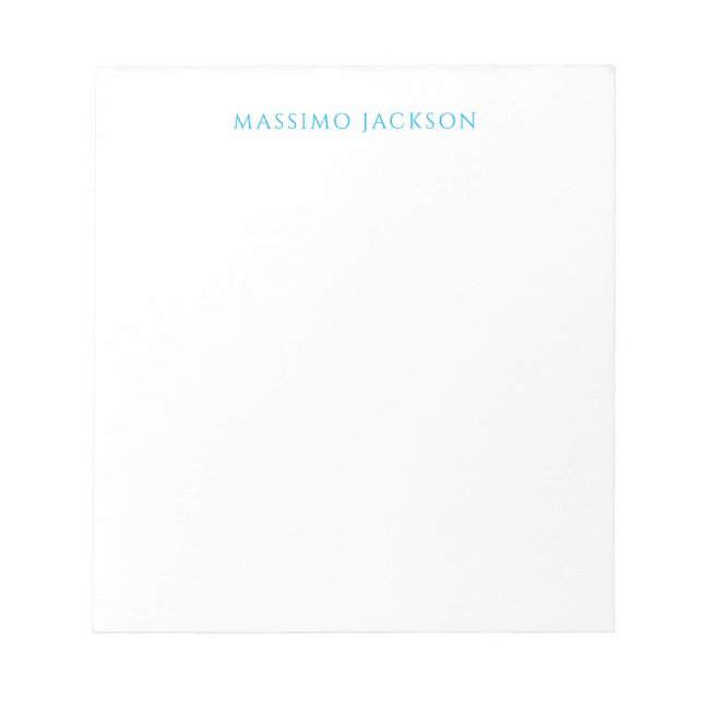 Bloc-note Calligraphie de nom Script Plain Simple Blanc Bleu (Devant)