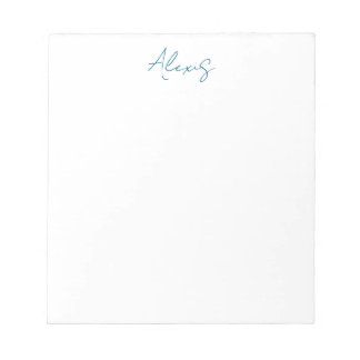 Bloc-note Calligraphie de nom Script Plain Simple Blanc Bleu