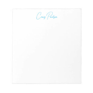Bloc-note Calligraphie de votre nom bleu blanc unique minima