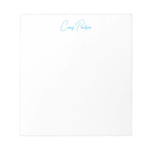 Bloc-note Calligraphie de votre nom en bleu et blanc, minima
