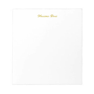 Bloc-note Calligraphie Élégant Or Blanc Simple Nom
