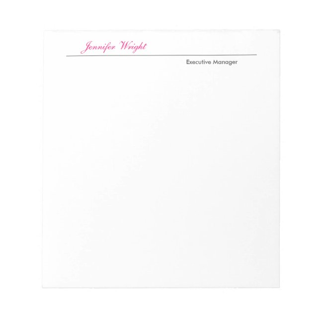 Bloc-note Calligraphie élégante minimaliste professionnelle (Devant)