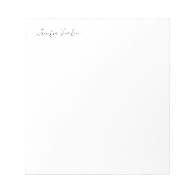 Bloc-note Calligraphie Élégante Noir & Blanc Simple (Devant)