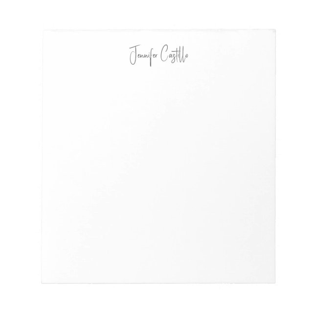 Bloc-note Calligraphie minimaliste blanche simple (Devant)