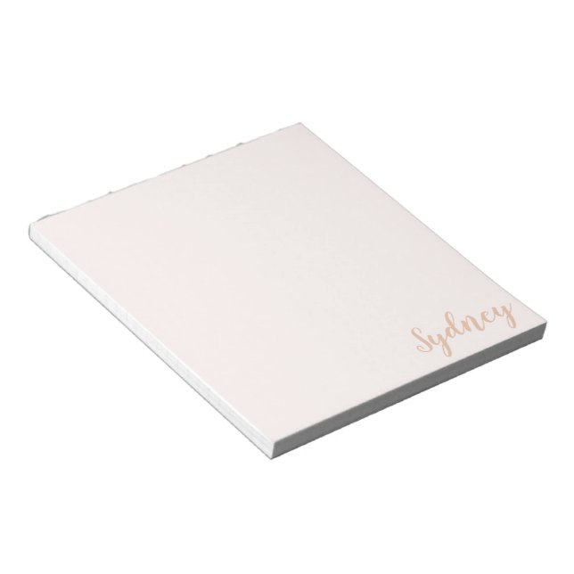 Bloc-note Calligraphie minimaliste personnalisée Nom Blush T (Incliné)