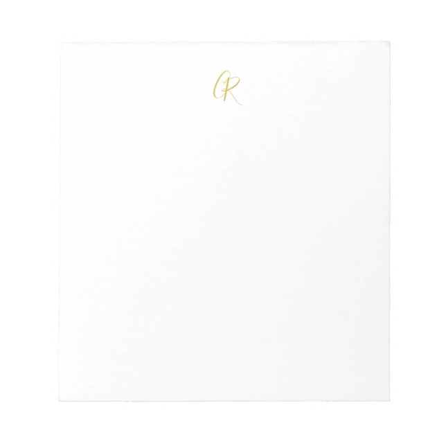 Bloc-note Calligraphie Monogramme Couleur Or Moderne Simple (Devant)