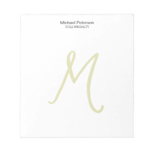 Bloc-note Calligraphie Monogramme Initiale Moderne