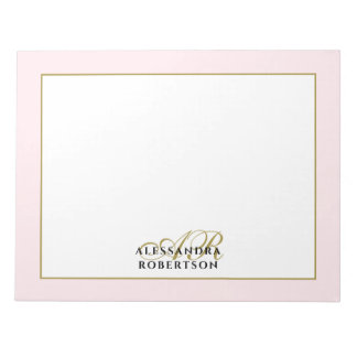 Bloc-note Calligraphie personnalisée Monogramme Rose pastel 