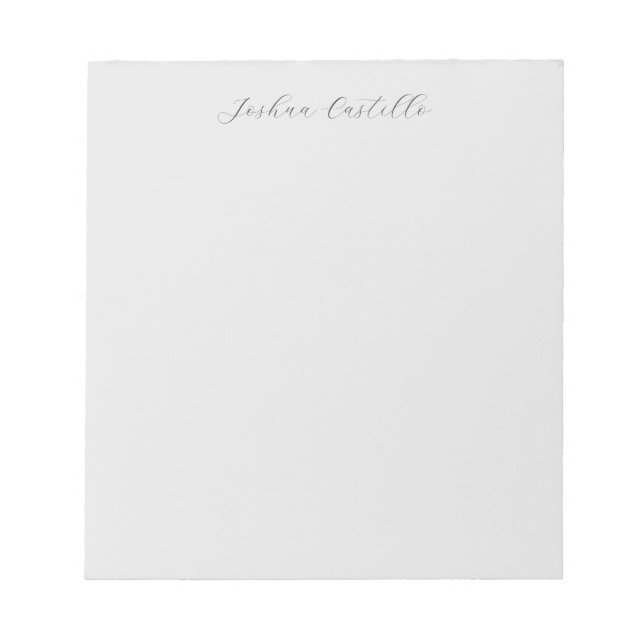 Bloc-note Calligraphie Simple Grey Nom professionnel (Devant)