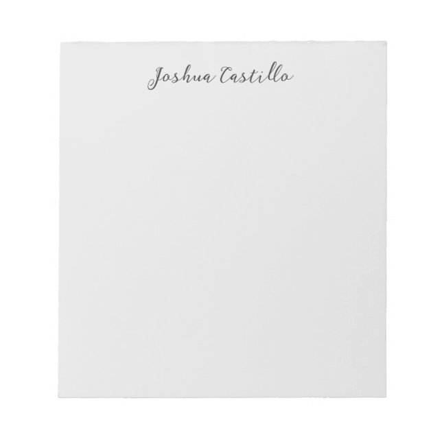 Bloc-note Calligraphie Simple Gris Nom Professionnel (Devant)