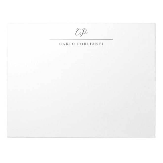 Bloc-note Calligraphie simple moderne avec monogramme person (Devant)