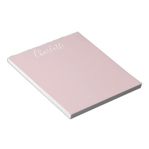 Bloc-note Calligraphie Stylish Personnalisée Nom Blush Rose