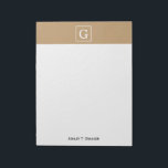 Bloc-note Camel Brown blanc encadré Monogramme initial<br><div class="desc">Camel Brown et blanc encadré Monogramme initial Un arrière - plan solide élégant avec une zone encadrée blanche pour votre monogramme, nom ou autre texte. Vous pouvez également modifier la police de texte, modifier la taille et la couleur de la police, déplacer le texte, etc. Si vous voulez ce design...</div>