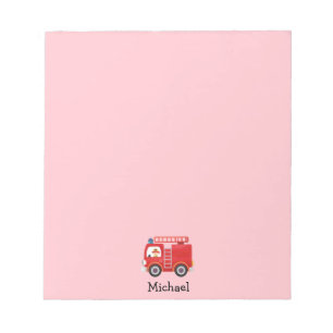 Bloc-note Camion de feu rouge moderne Nom personnalisé