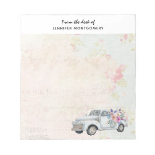 Bloc-note Camion de ramassage vintage Aquarelle rustique