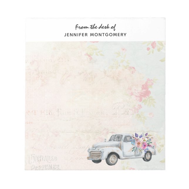 Bloc-note Camion de ramassage vintage Aquarelle rustique (Devant)