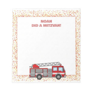 Bloc-note Camion Feu Rouge Feu Frappeur Personnalisé Mitzvah
