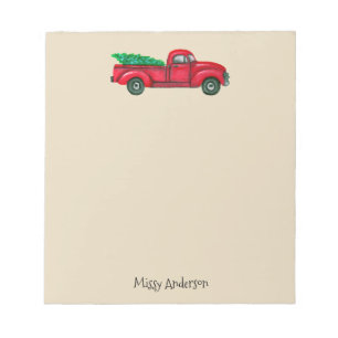 Bloc-note Camion rouge vintage avec le bloc - notes d'arbre