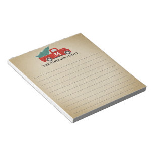 Bloc-note Camion rouge Vintage Monogramme sur papier Kraft