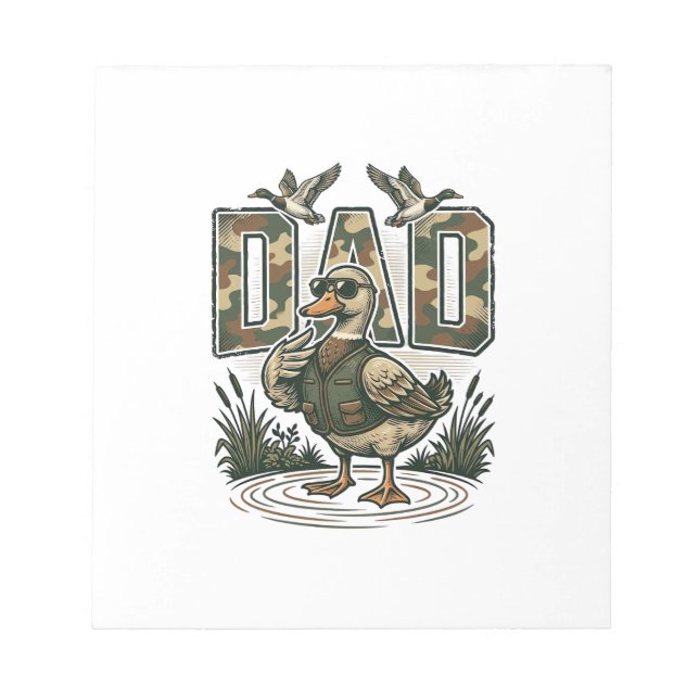 Bloc-note Camo Duck Papa Design de T-Shirt avec Gravure Vint (Devant)