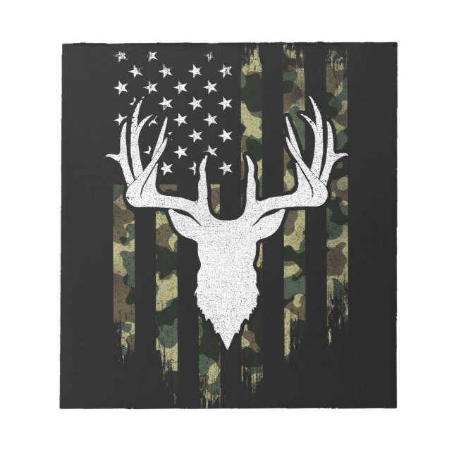 Bloc-note Camo Us Drapeau Cerf Elk Buck Camoflage Chasse (Devant)