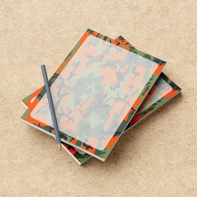 Bloc-note Camo Vert et Orange, Camouflage, Militaire, Armée (Créateur téléchargé)